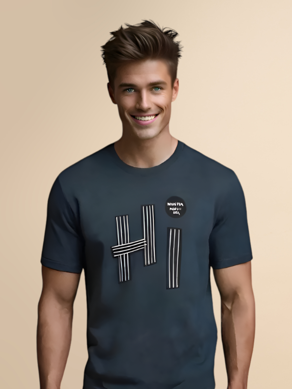 Men's Casual "Hi" Printed Tee