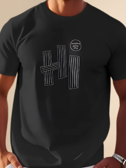 Men's Casual "Hi" Printed Tee